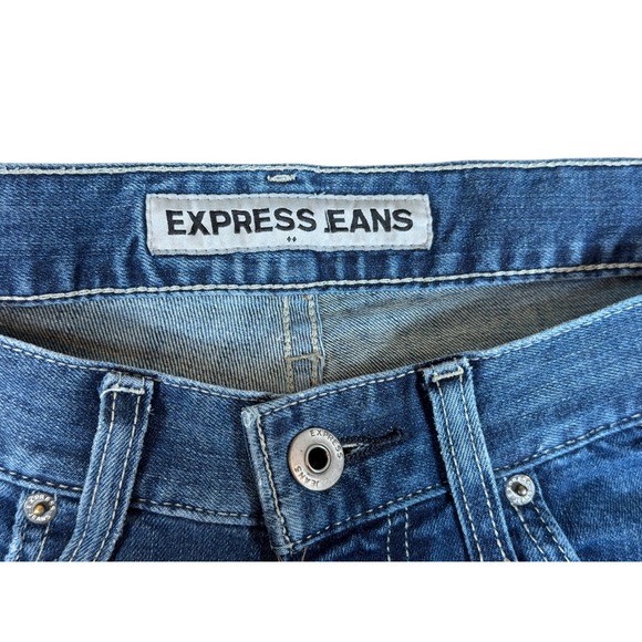 Express Kingston Straight Leg Jeans Mens 32x30 Blue Denim Trendy Classic Fit - Picture 4 of 8